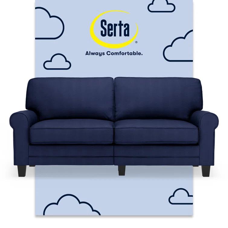 Serta Copenhagen 73" Rolled Arm Sofa, Easy Care Fabric, Soft Pillow Back, Pocket Coil Seat Cushions