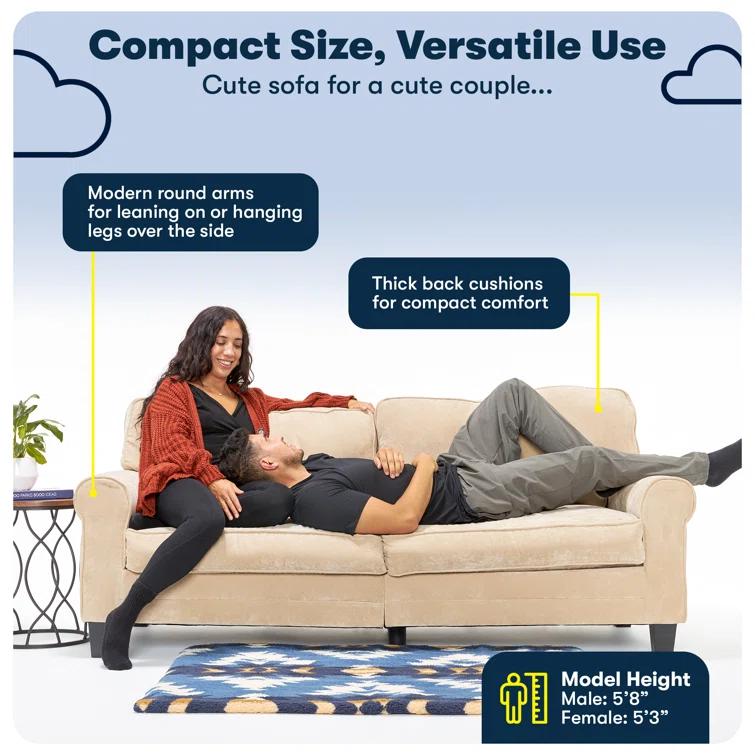 Serta Copenhagen 78" Rolled Arm Sofa, Easy Care Fabric, Soft Pillow Back, Pocket Coil Seat Cushions