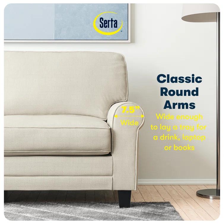 Serta Copenhagen 78" Rolled Arm Sofa, Easy Care Fabric, Soft Pillow Back, Pocket Coil Seat Cushions