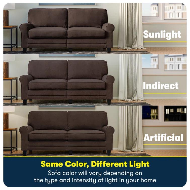Serta Copenhagen 78" Rolled Arm Sofa, Easy Care Fabric, Soft Pillow Back, Pocket Coil Seat Cushions