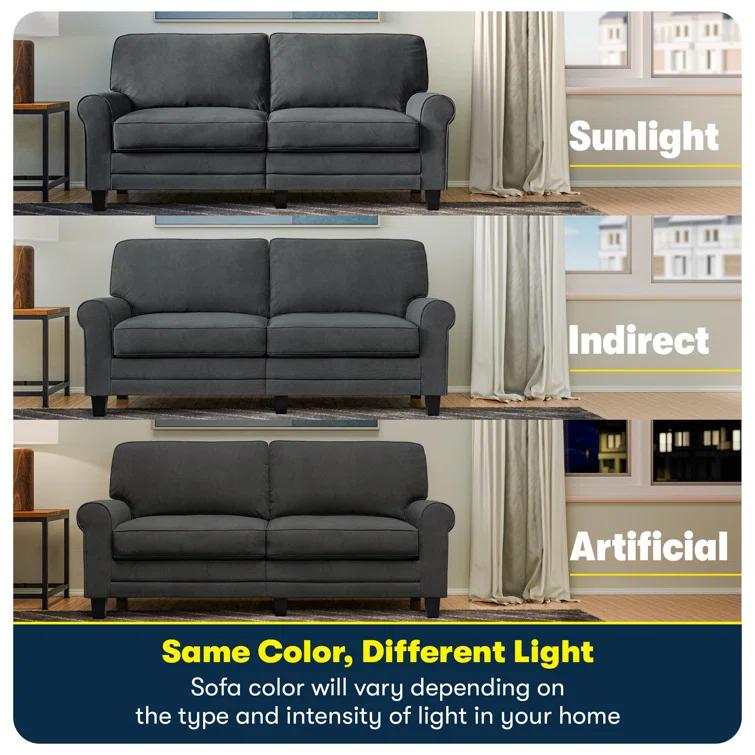 Serta Copenhagen 78" Rolled Arm Sofa, Easy Care Fabric, Soft Pillow Back, Pocket Coil Seat Cushions