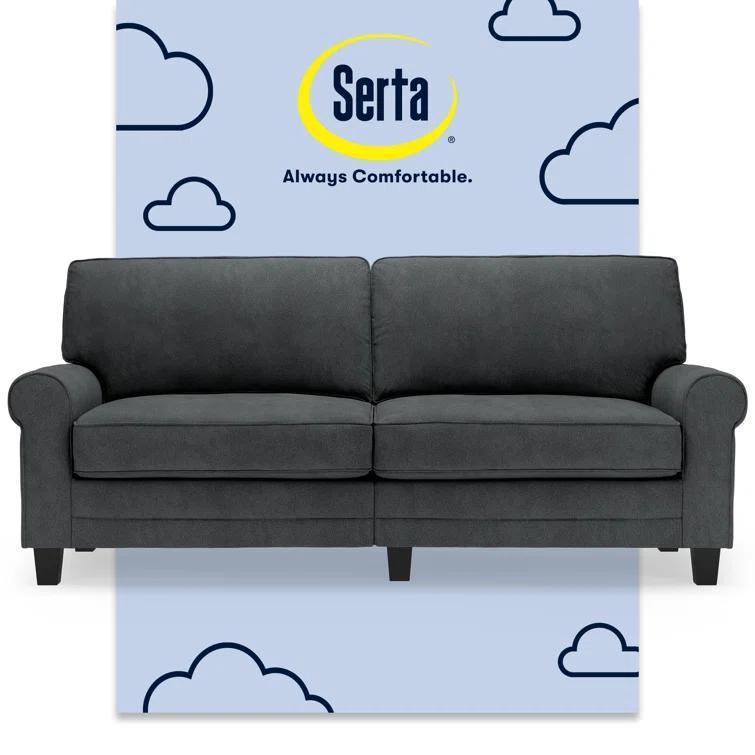 Serta Copenhagen 78" Rolled Arm Sofa, Easy Care Fabric, Soft Pillow Back, Pocket Coil Seat Cushions
