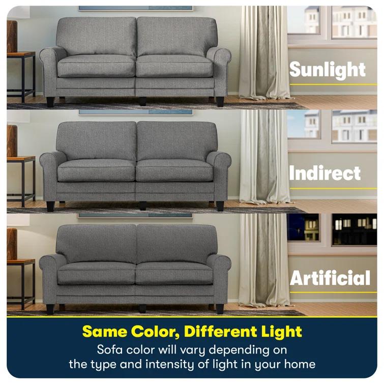 Serta Copenhagen 78" Rolled Arm Sofa, Easy Care Fabric, Soft Pillow Back, Pocket Coil Seat Cushions