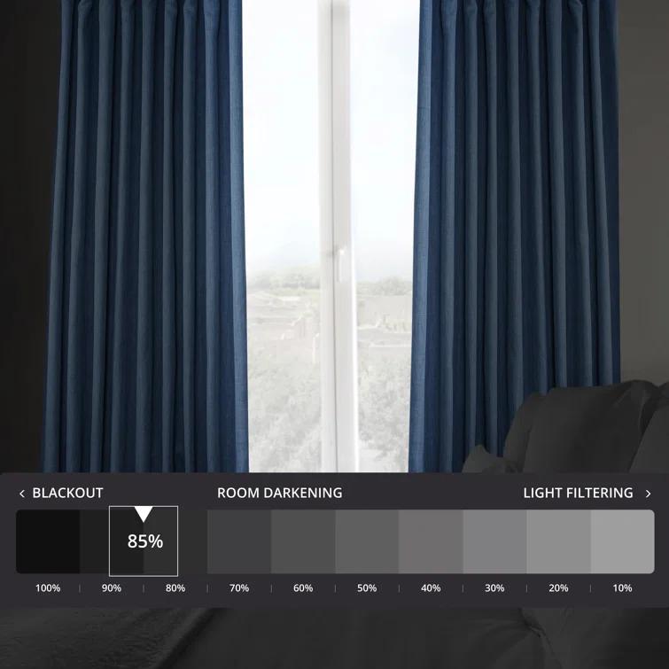 Ottis Textured Faux Linen Rod Pocket Room Darkening Curtains for Bedroom & Living Room Curtains - Single Panel Drapes