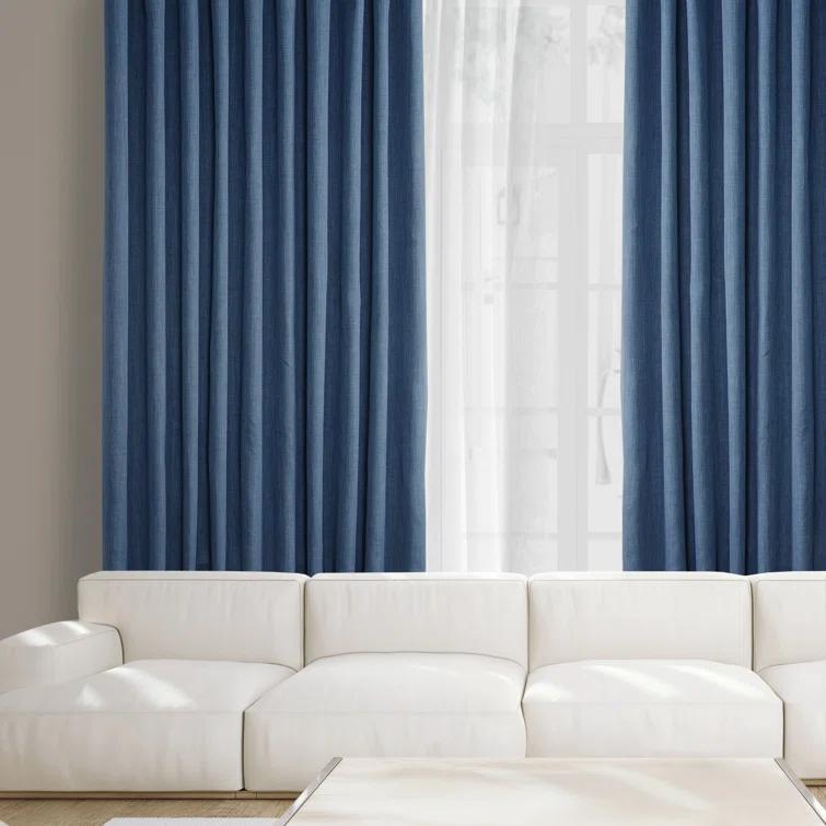 Ottis Textured Faux Linen Rod Pocket Room Darkening Curtains for Bedroom & Living Room Curtains - Single Panel Drapes