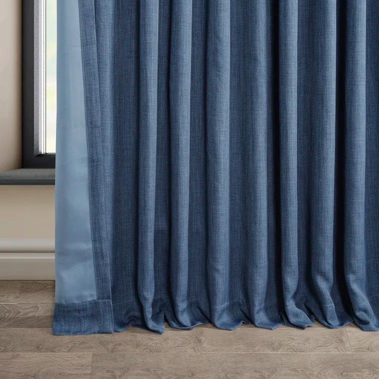Ottis Textured Faux Linen Rod Pocket Room Darkening Curtains for Bedroom & Living Room Curtains - Single Panel Drapes