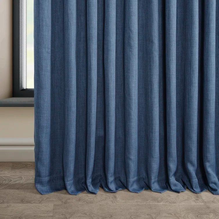 Ottis Textured Faux Linen Rod Pocket Room Darkening Curtains for Bedroom & Living Room Curtains - Single Panel Drapes