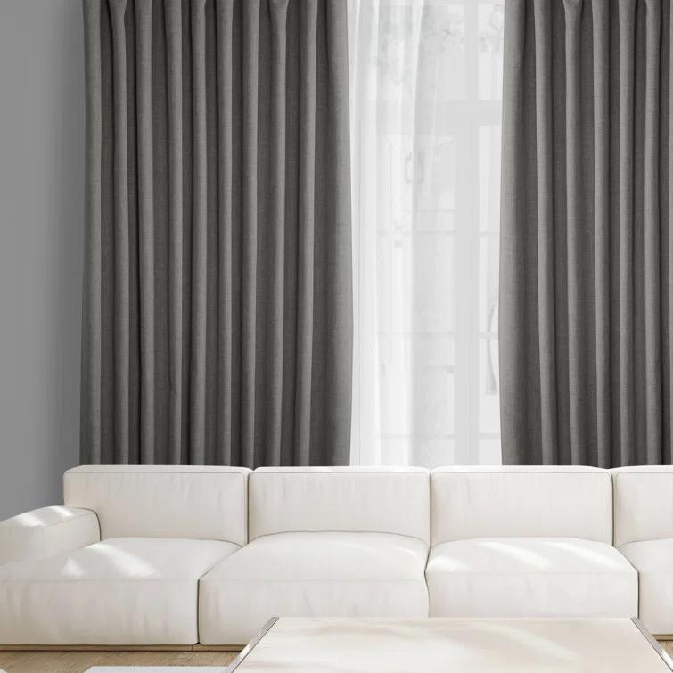 Textured Faux Linen Rod Pocket Room Darkening Curtains for Bedroom & Living Room Curtains - Single Panel Drapes