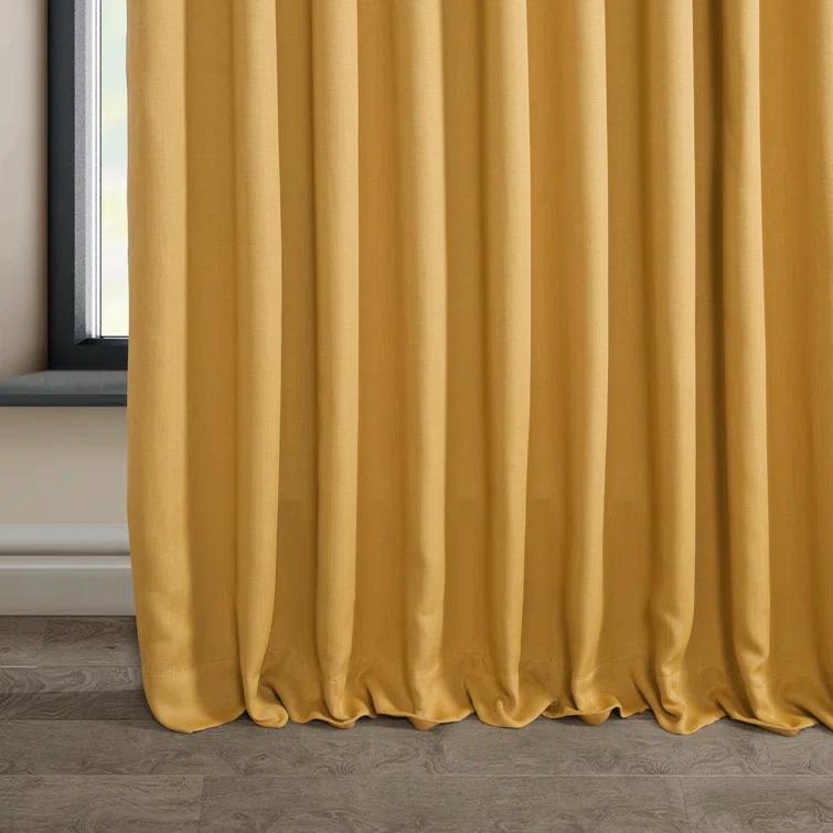 Ottis Textured Faux Linen Rod Pocket Room Darkening Curtains for Bedroom & Living Room Curtains - Single Panel Drapes