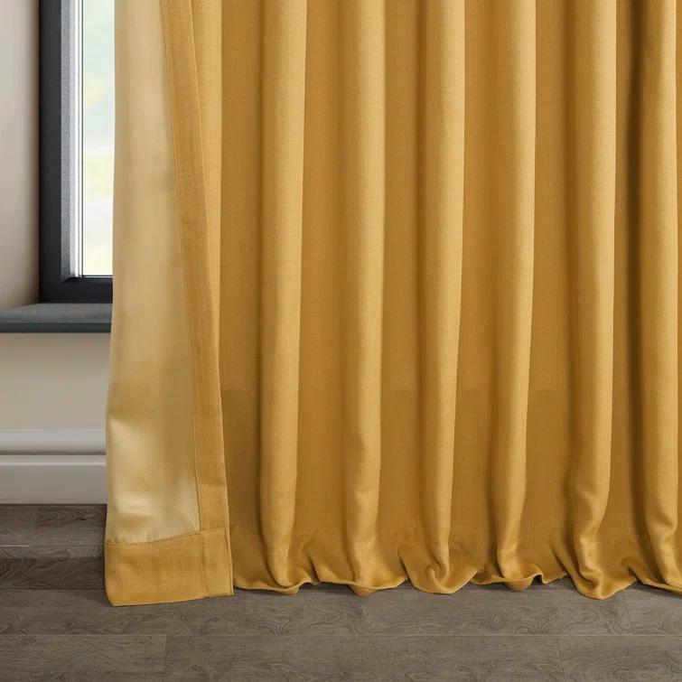 Ottis Textured Faux Linen Rod Pocket Room Darkening Curtains for Bedroom & Living Room Curtains - Single Panel Drapes
