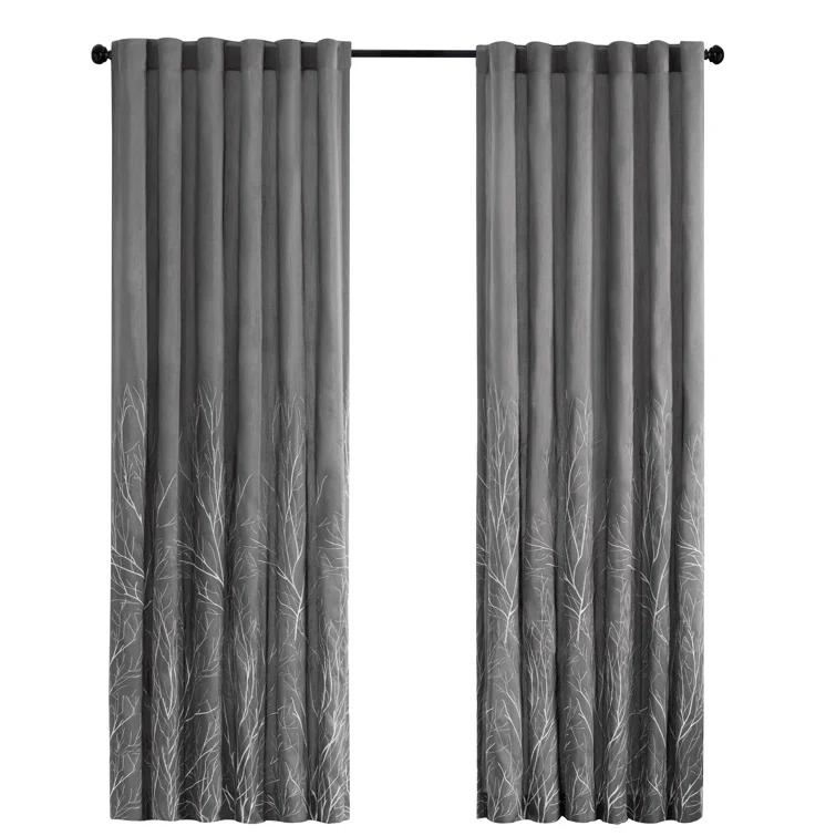Andora Embroidered Branch Rod Pocket Single Curtain Panel