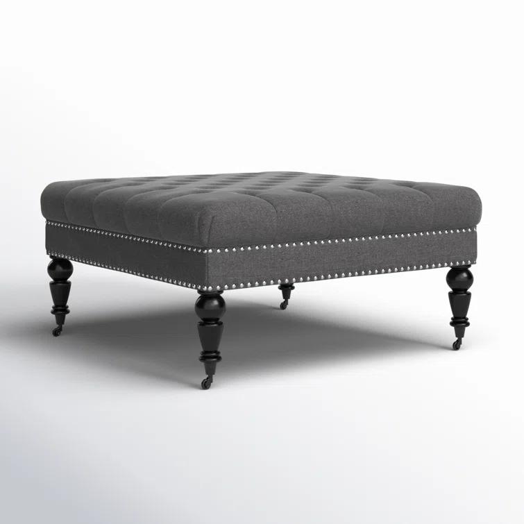 Kelly Clarkson Home Landis 35" Nailhead Trim Tufted Upholstered Ottoman
