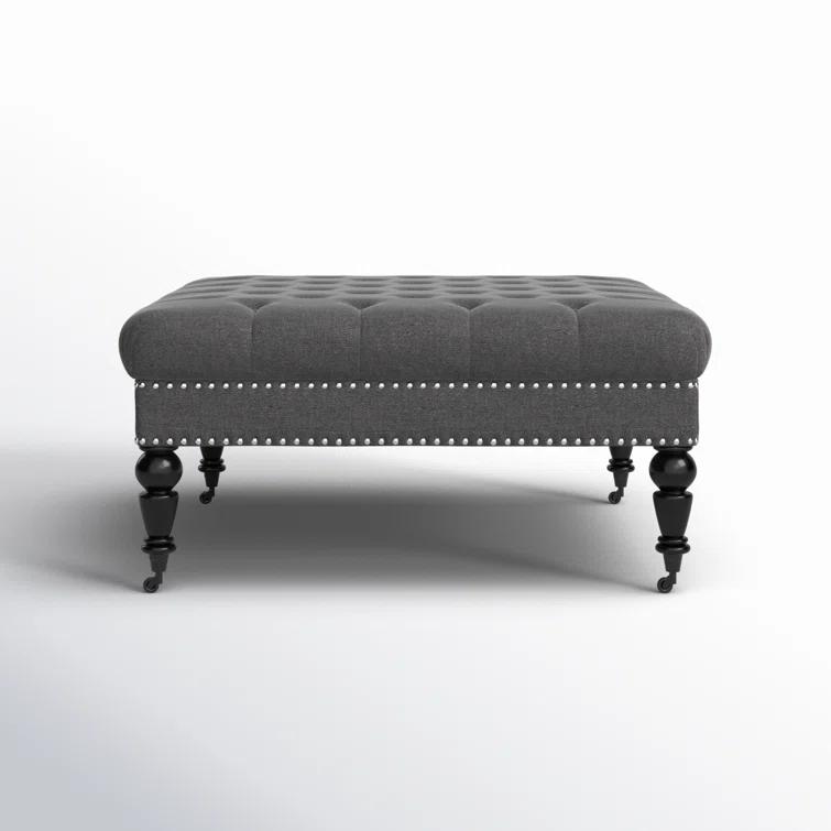 Kelly Clarkson Home Landis 35" Nailhead Trim Tufted Upholstered Ottoman