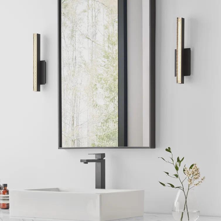 Natural Brass LED Sconce with Jagged Edge Crystal Shade