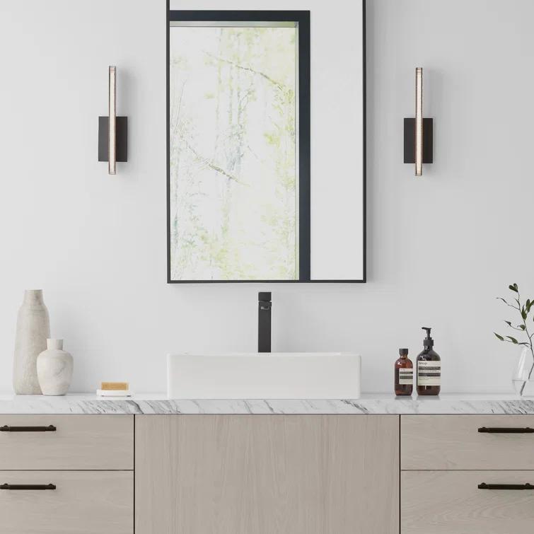 Natural Brass LED Sconce with Jagged Edge Crystal Shade