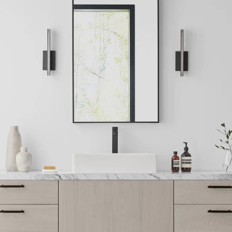 Natural Brass LED Sconce with Jagged Edge Crystal Shade