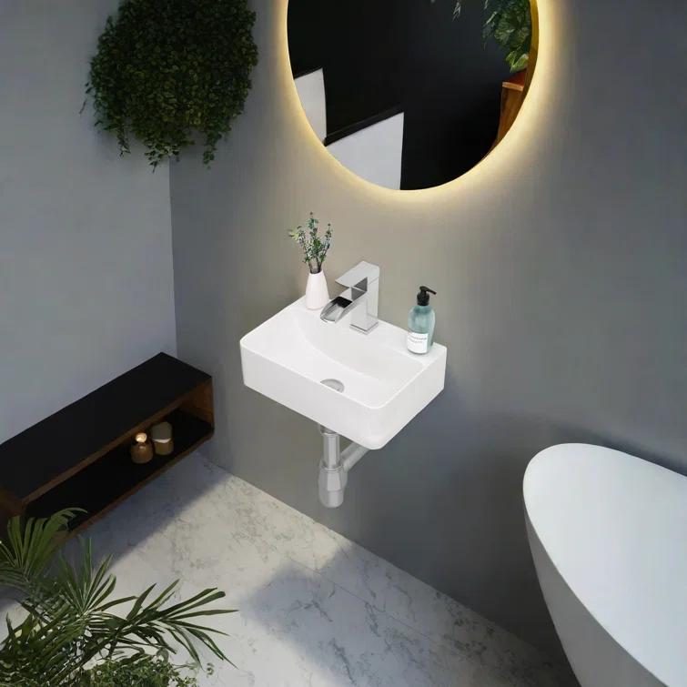 APRESSHUI AH-BS1410LGP APRESSHUI 10'' Ceramic Rectangular Bathroom Sink