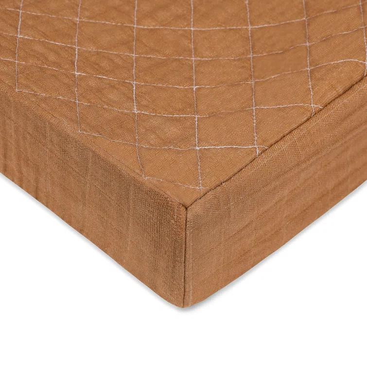 Burnt Sienna Quilted Muslin Changing Pad Cover