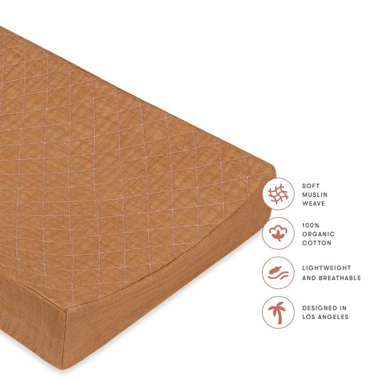 Burnt Sienna Quilted Muslin Changing Pad Cover