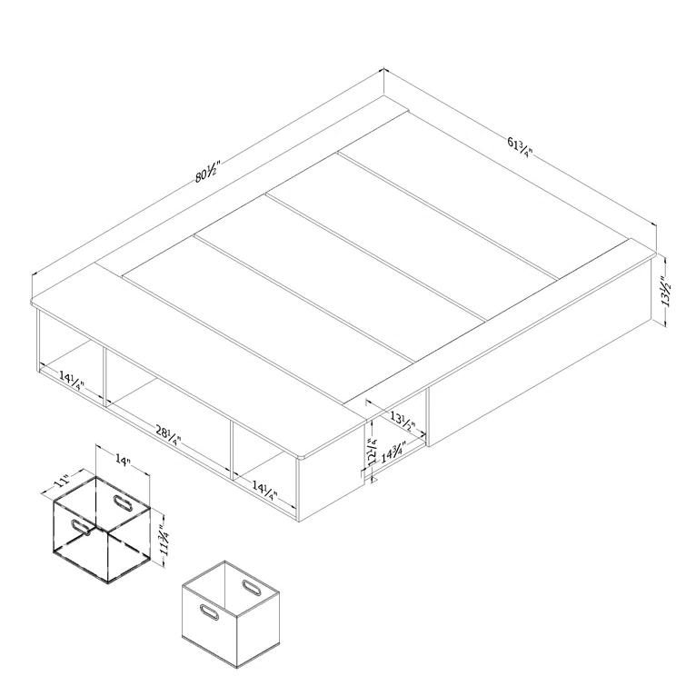 Vito Contemporary Storage Bed With Baskets