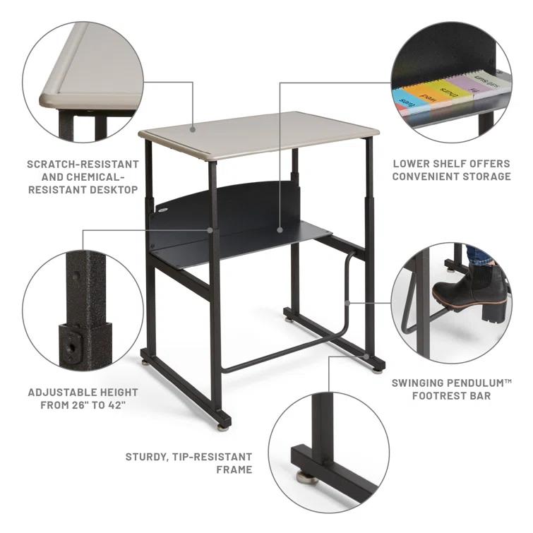 Safco Products Company AlphaBetter® Metal Adjustable Height Open Front Desk