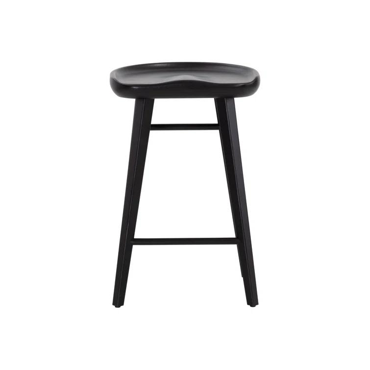 Dominic Black Solid Oak Mid-Century Modern Counter Stool