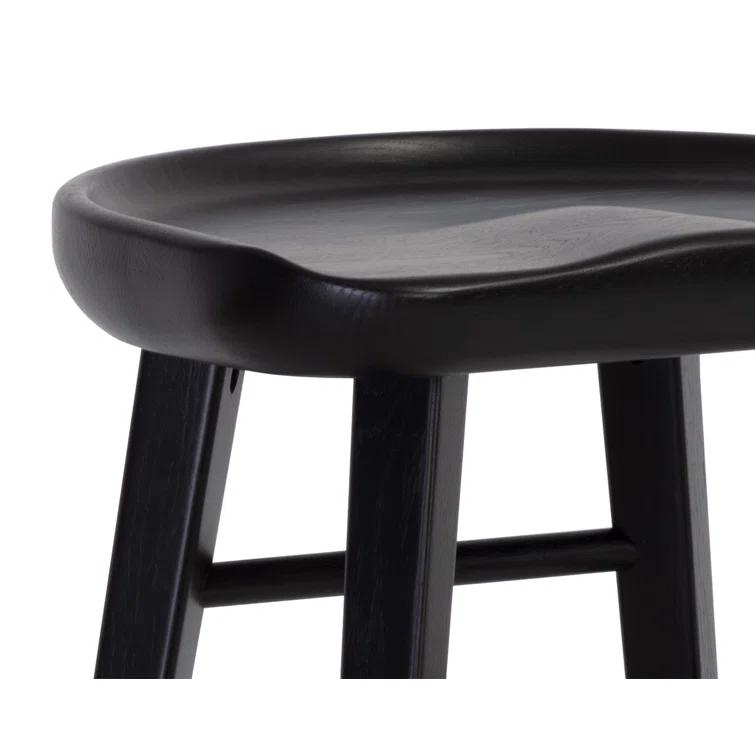 Dominic Black Solid Oak Mid-Century Modern Counter Stool