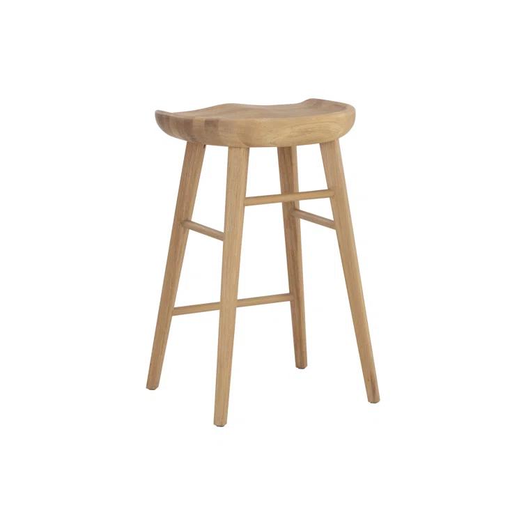 Dominic Walnut Wood Counter Stool with Sculpted Seat