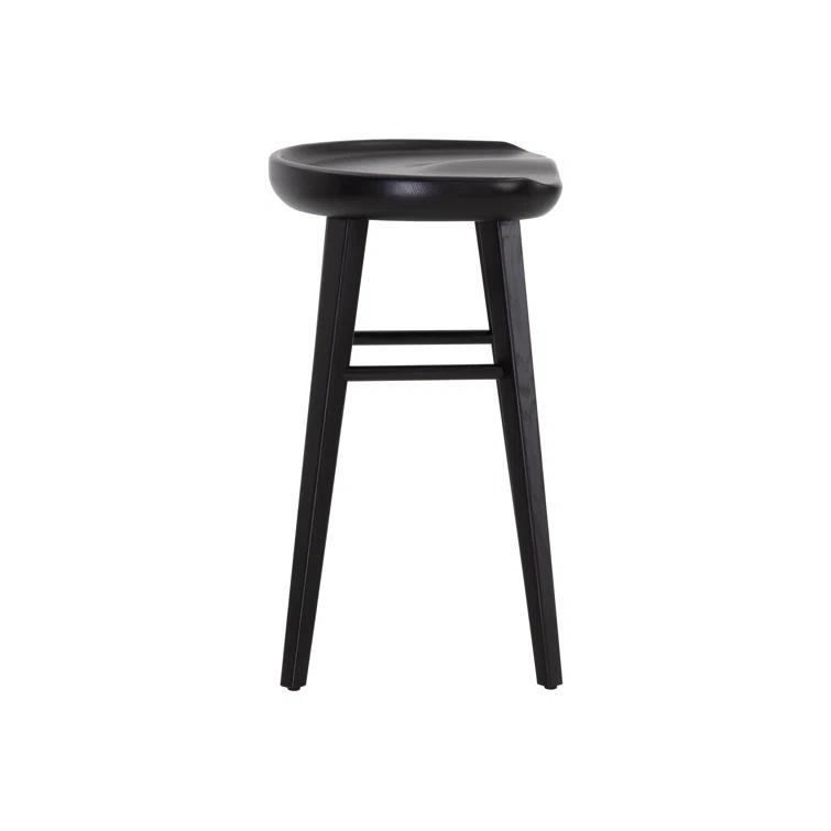 Dominic Black Solid Oak Mid-Century Modern Counter Stool