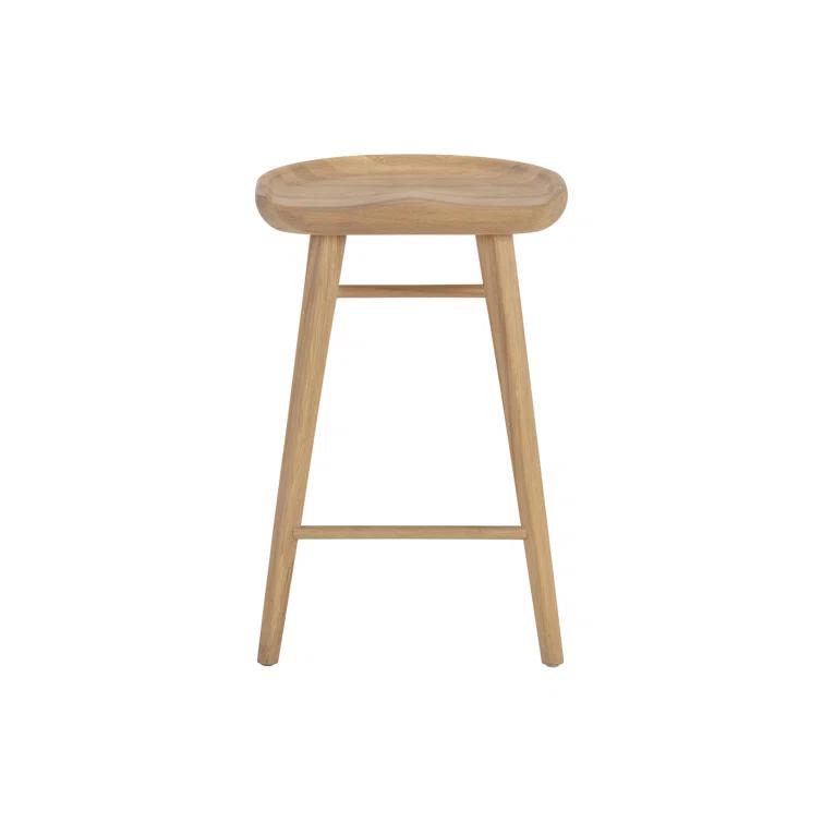 Dominic Walnut Wood Counter Stool with Sculpted Seat