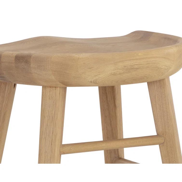 Dominic Walnut Wood Counter Stool with Sculpted Seat