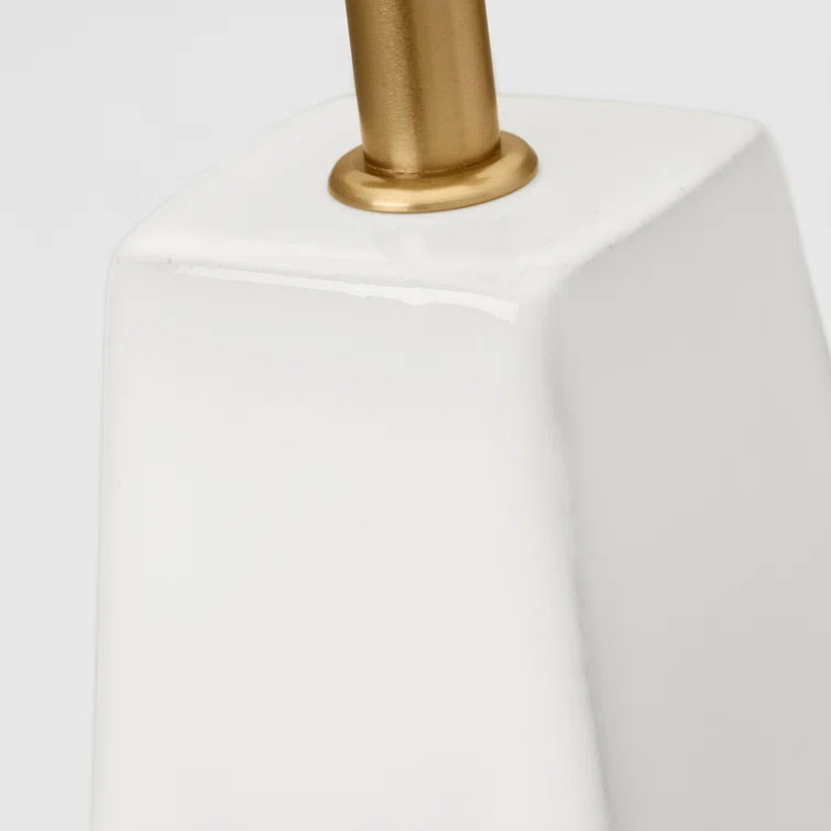 New White Ceramic Table Lamp with Linen Shade