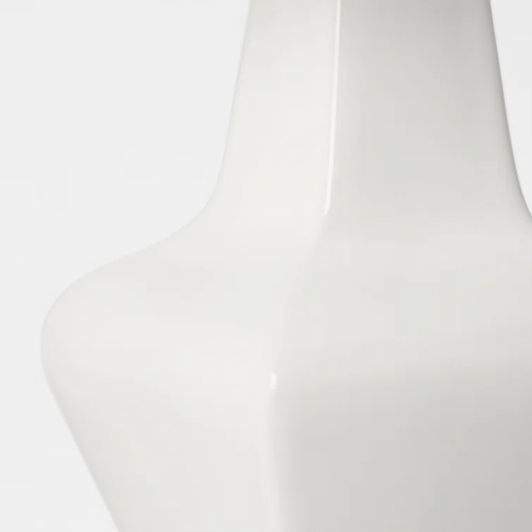 New White Ceramic Table Lamp with Linen Shade