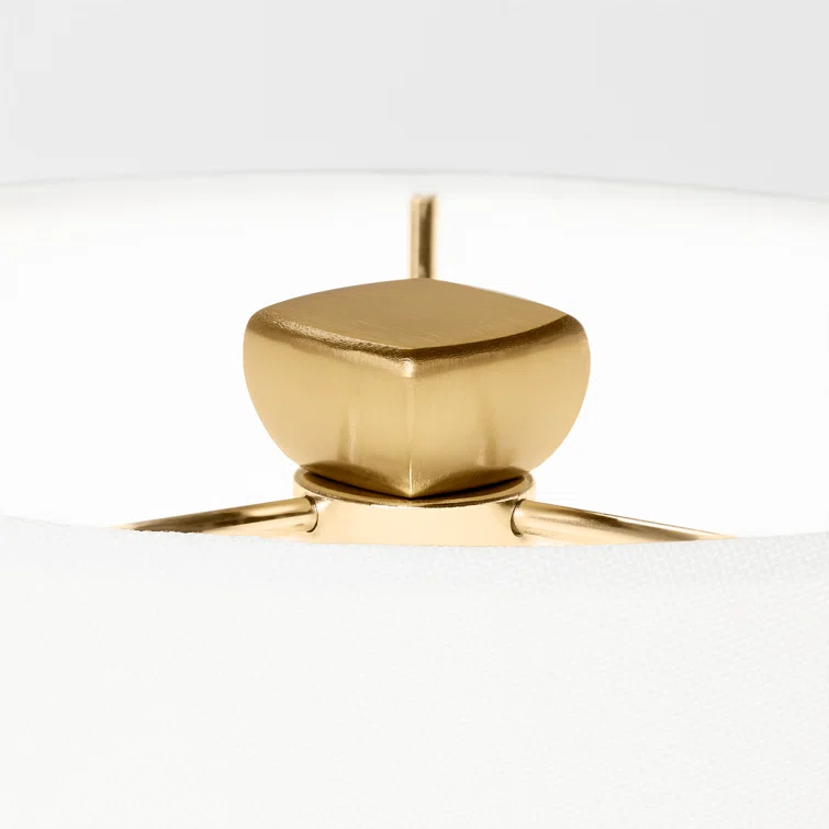 New White Ceramic Table Lamp with Linen Shade