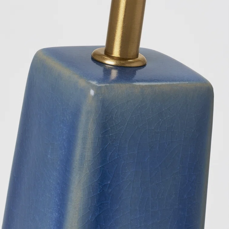 Blue Anglia Crackle Ceramic Table Lamp with White Linen Shade