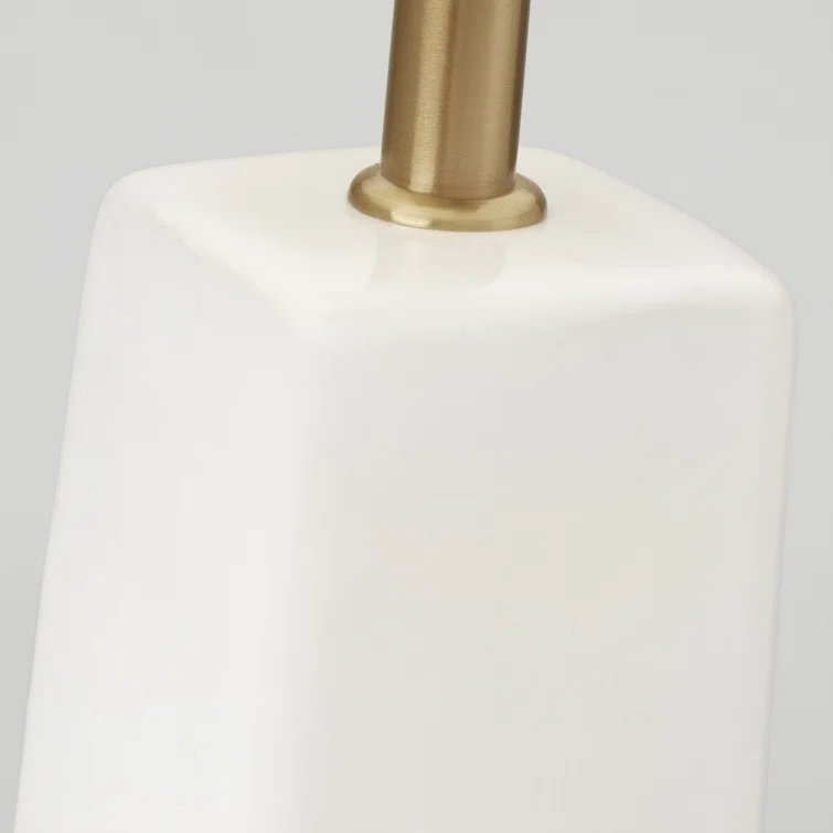 New White Ceramic Table Lamp with Linen Shade