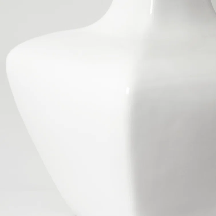 New White Ceramic Table Lamp with Linen Shade