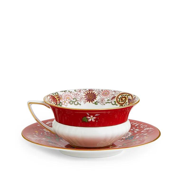 Wedgwood Wonderlust Crimson Orient 2 Piece Bone China Teacup and Saucer Set & Reviews | Wayfair