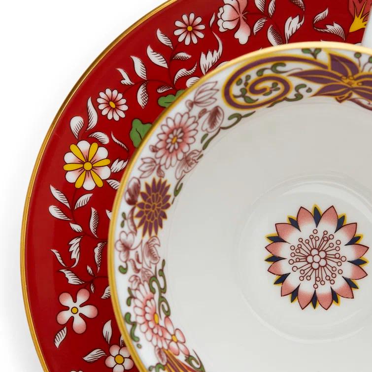 Wedgwood Wonderlust Crimson Orient 2 Piece Bone China Teacup and Saucer Set & Reviews | Wayfair