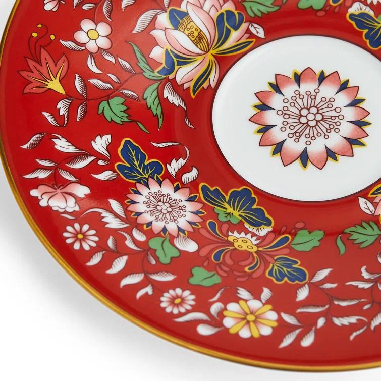 Wedgwood Wonderlust Crimson Orient 2 Piece Bone China Teacup and Saucer Set & Reviews | Wayfair