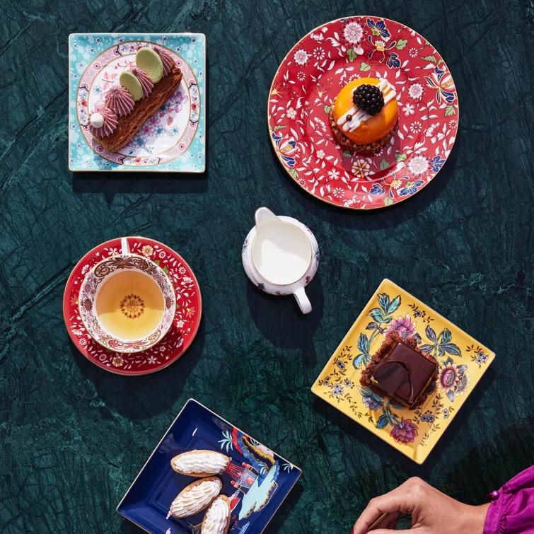 Wedgwood Wonderlust Crimson Orient 2 Piece Bone China Teacup and Saucer Set & Reviews | Wayfair