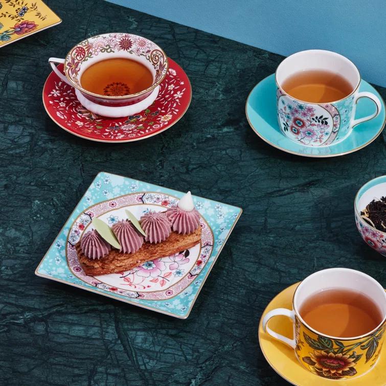 Wedgwood Wonderlust Crimson Orient 2 Piece Bone China Teacup and Saucer Set & Reviews | Wayfair