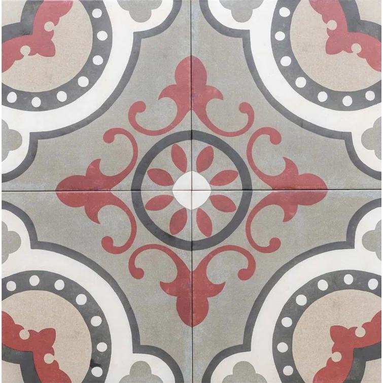 Art Deco 8" x 8" Porcelain Wall and Floor Tile