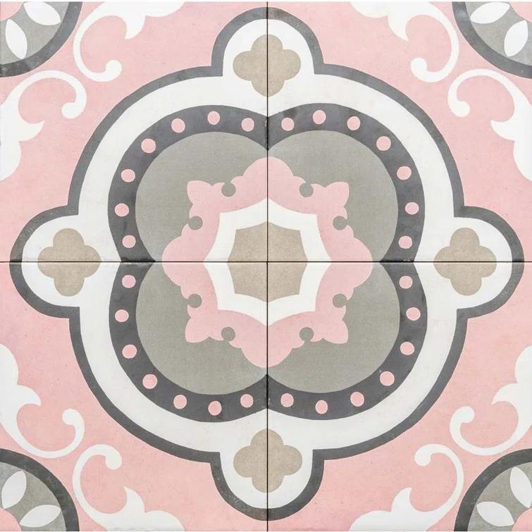 Art Deco 8" x 8" Porcelain Wall and Floor Tile