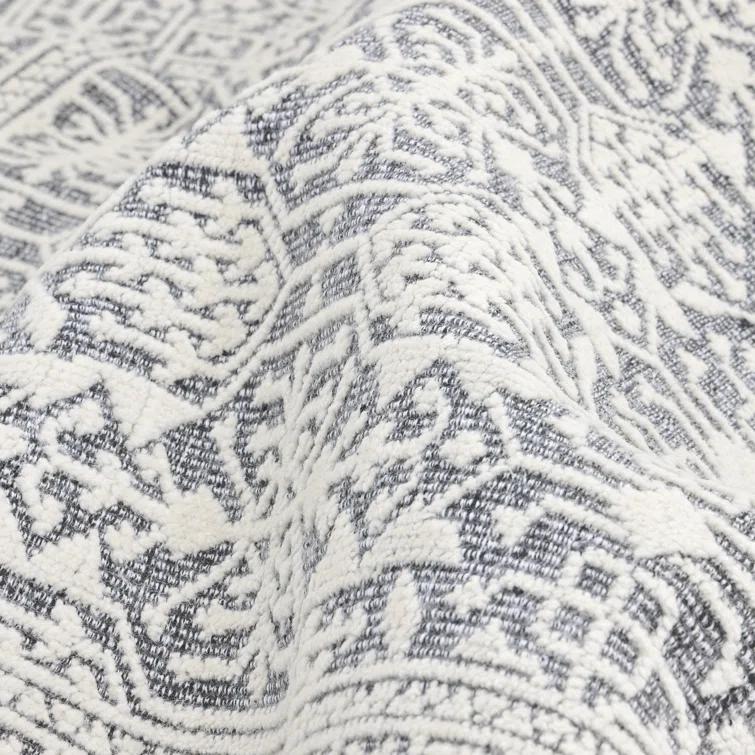 Elegant Hand-Knotted Wool-Viscose Blend Gray Area Rug, 9' x 12'