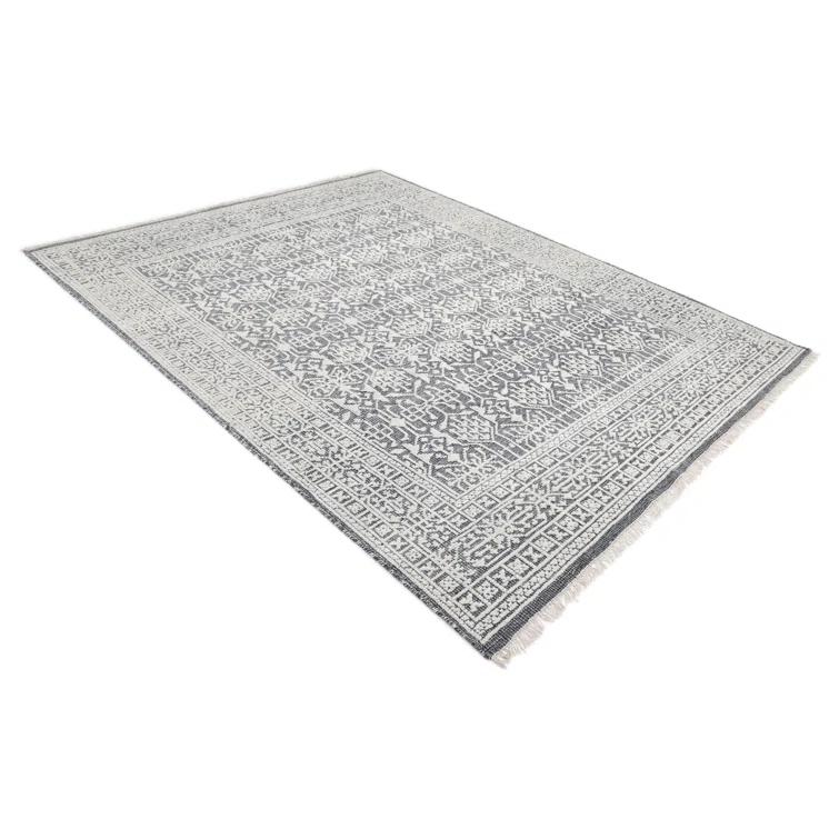 Elegant Hand-Knotted Wool-Viscose Blend Gray Area Rug, 9' x 12'