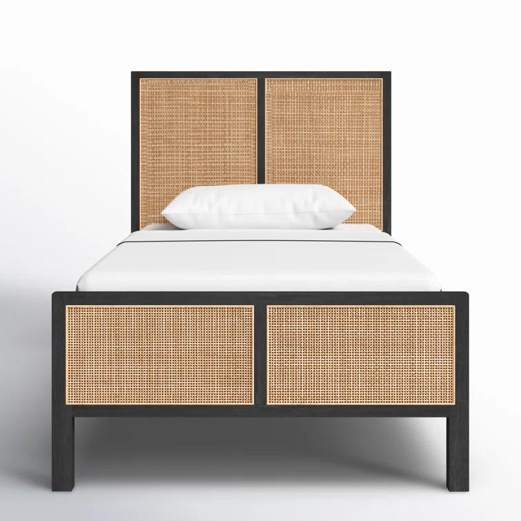 Hannah Platform Bed - Black and Natural / Twin
