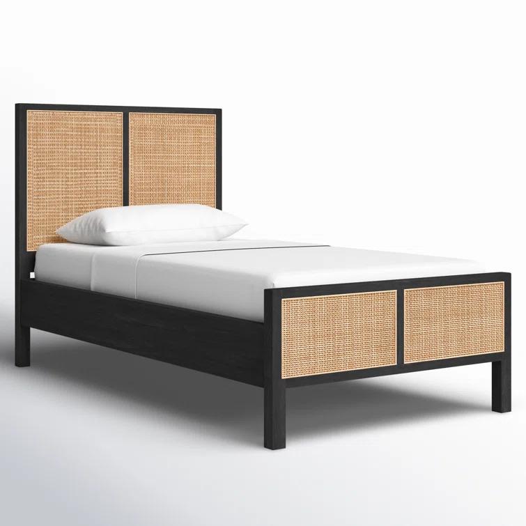Hannah Platform Bed - Black and Natural / Twin