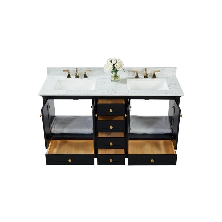 Varna 60'' Double Bathroom Vanity with Marble Top