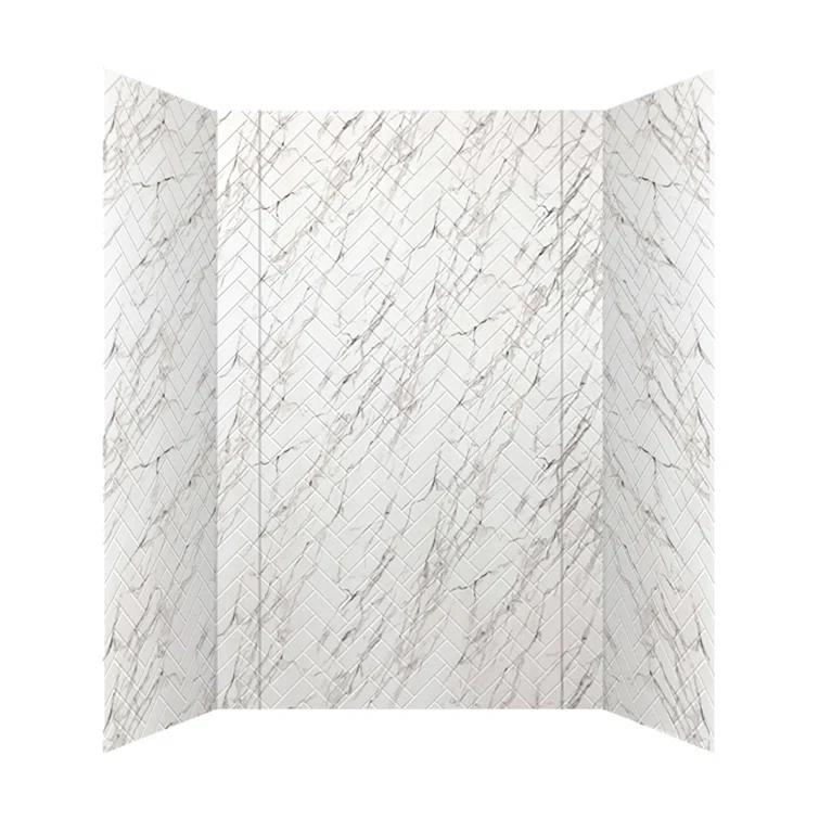 Herringbone Tile - Mirroflex - Tub and Shower Wall Panel - Marble